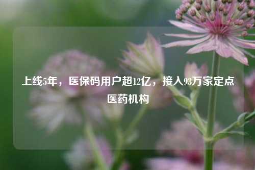 上线5年，医保码用户超12亿，接入93万家定点医药机构